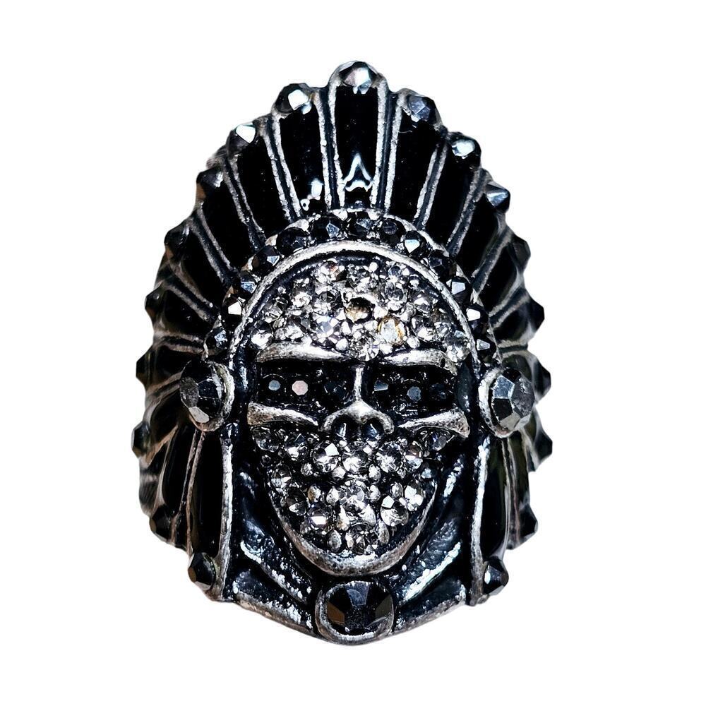 Indian‎ Chief Black Skull Bike Tough Ring. Sz. 8.5. Harley vibe. Cool. Gangster